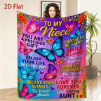 Aonana “To My Niece” Joyful Butterfly Flannel Blanket