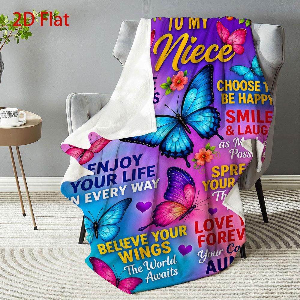 Aonana “To My Niece” Joyful Butterfly Flannel Blanket