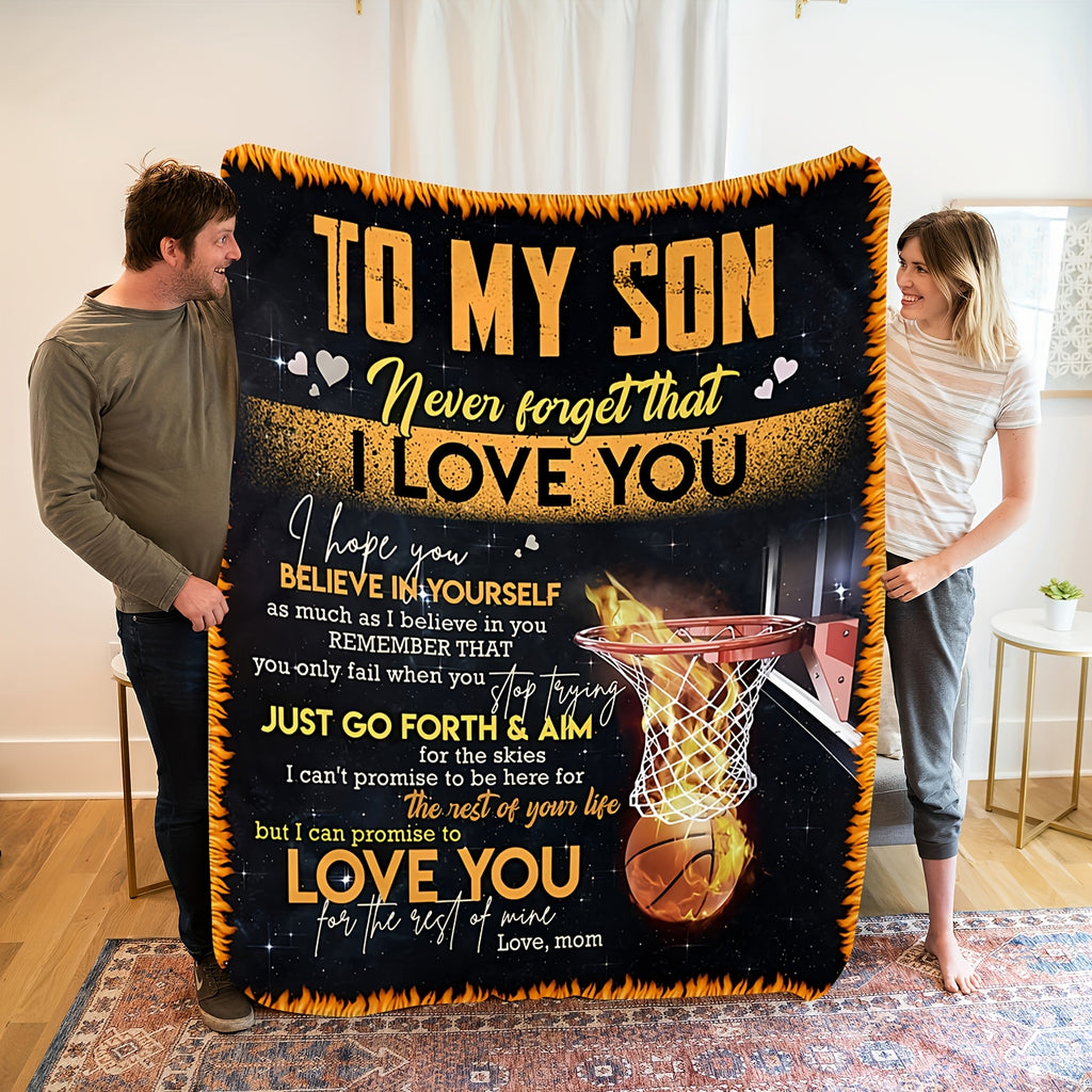 Aonana “To My Son” Basketball Flannel Blanket