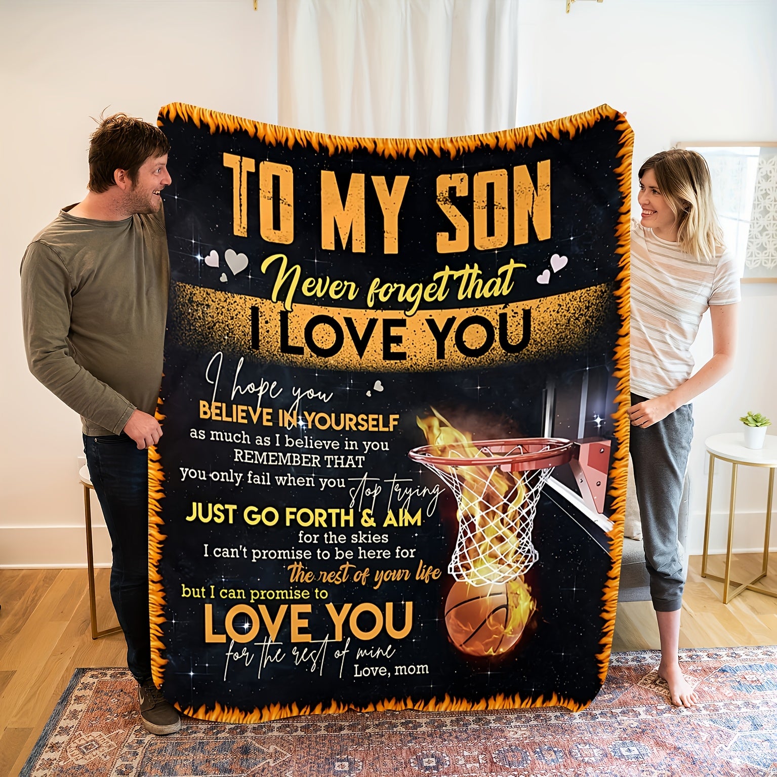 Aonana “To My Son” Basketball Flannel Blanket