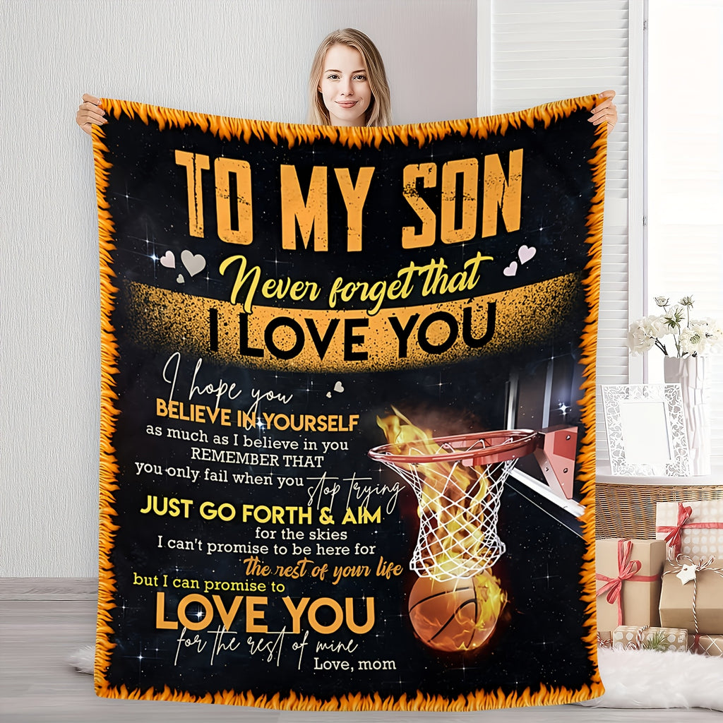 Aonana “To My Son” Basketball Flannel Blanket