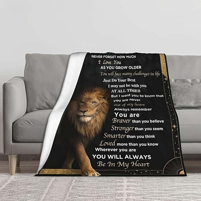 GiftoLuck “To My Son” Flannel Blanket – “Never Forget That I Love You” Inspirational Gift from Mom or Dad