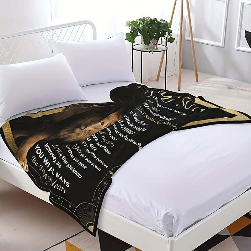 GiftoLuck “To My Son” Flannel Blanket – “Never Forget That I Love You” Inspirational Gift from Mom or Dad