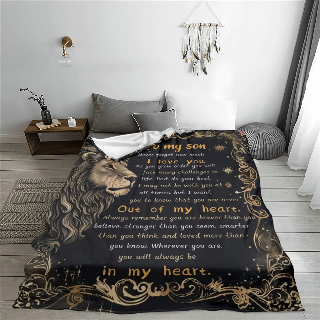 GiftoLuck “To My Son” Flannel Blanket – “Never Forget That I Love You” Inspirational Gift from Mom or Dad
