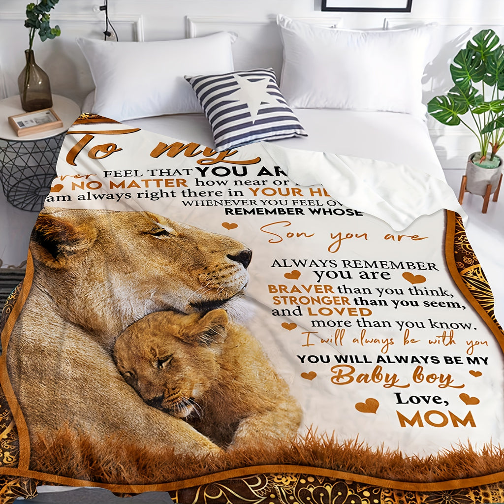 GiftoLuck “To My Son” Flannel Blanket – “Never Forget That I Love You” Inspirational Gift from Mom or Dad