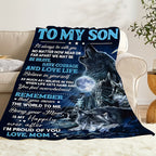 Aonana “To My Son” Wolf Flannel Blanket