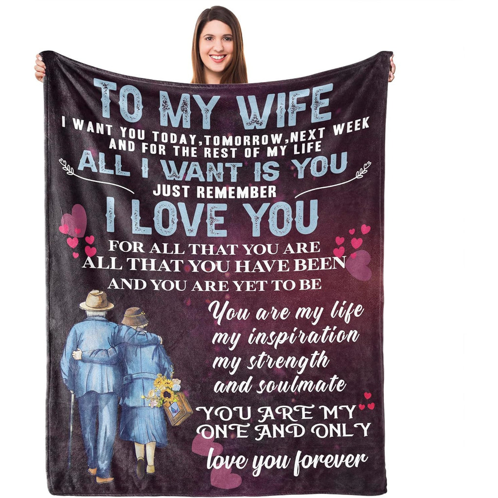 Aonana “To My Wife” Romantic Love Flannel Throw Blanket