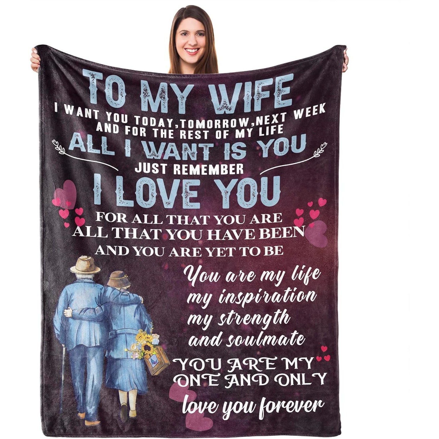 Aonana “To My Wife” Romantic Love Flannel Throw Blanket