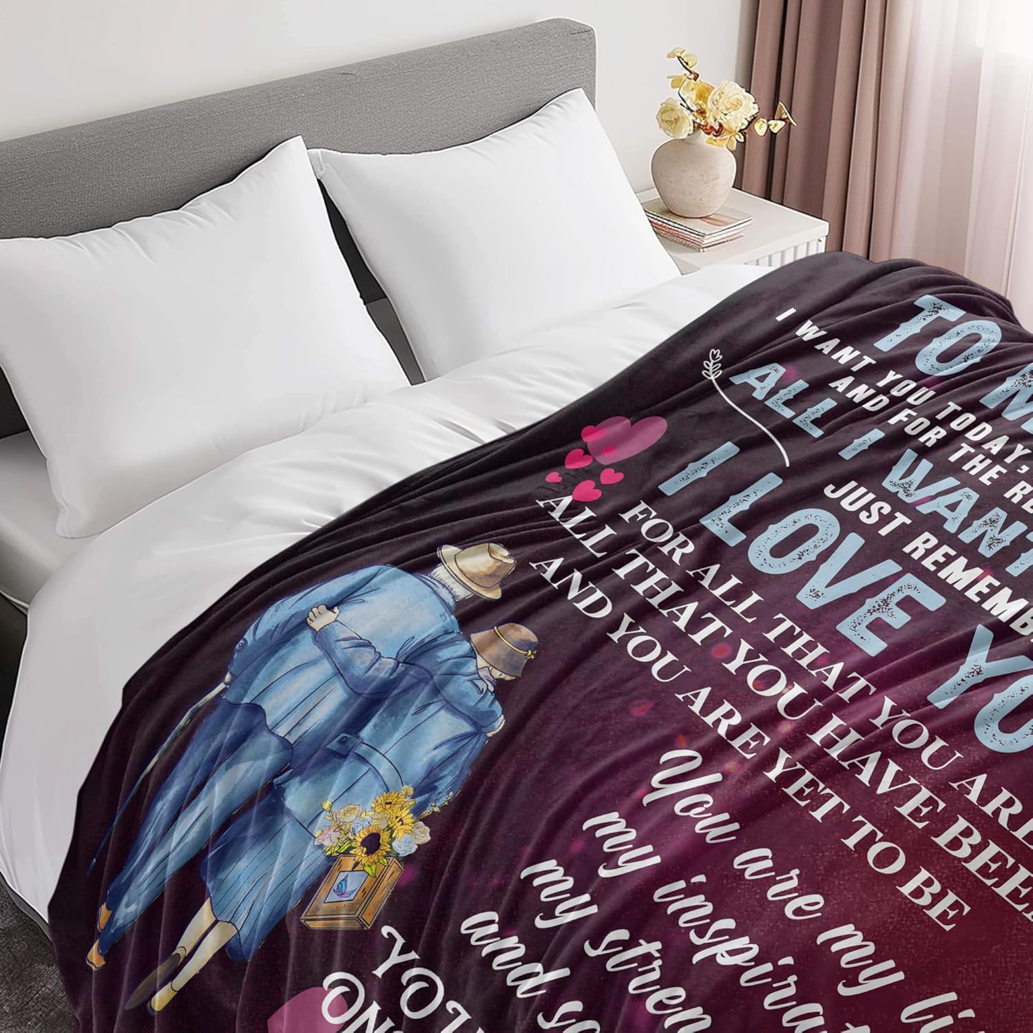 Aonana “To My Wife” Romantic Love Flannel Throw Blanket