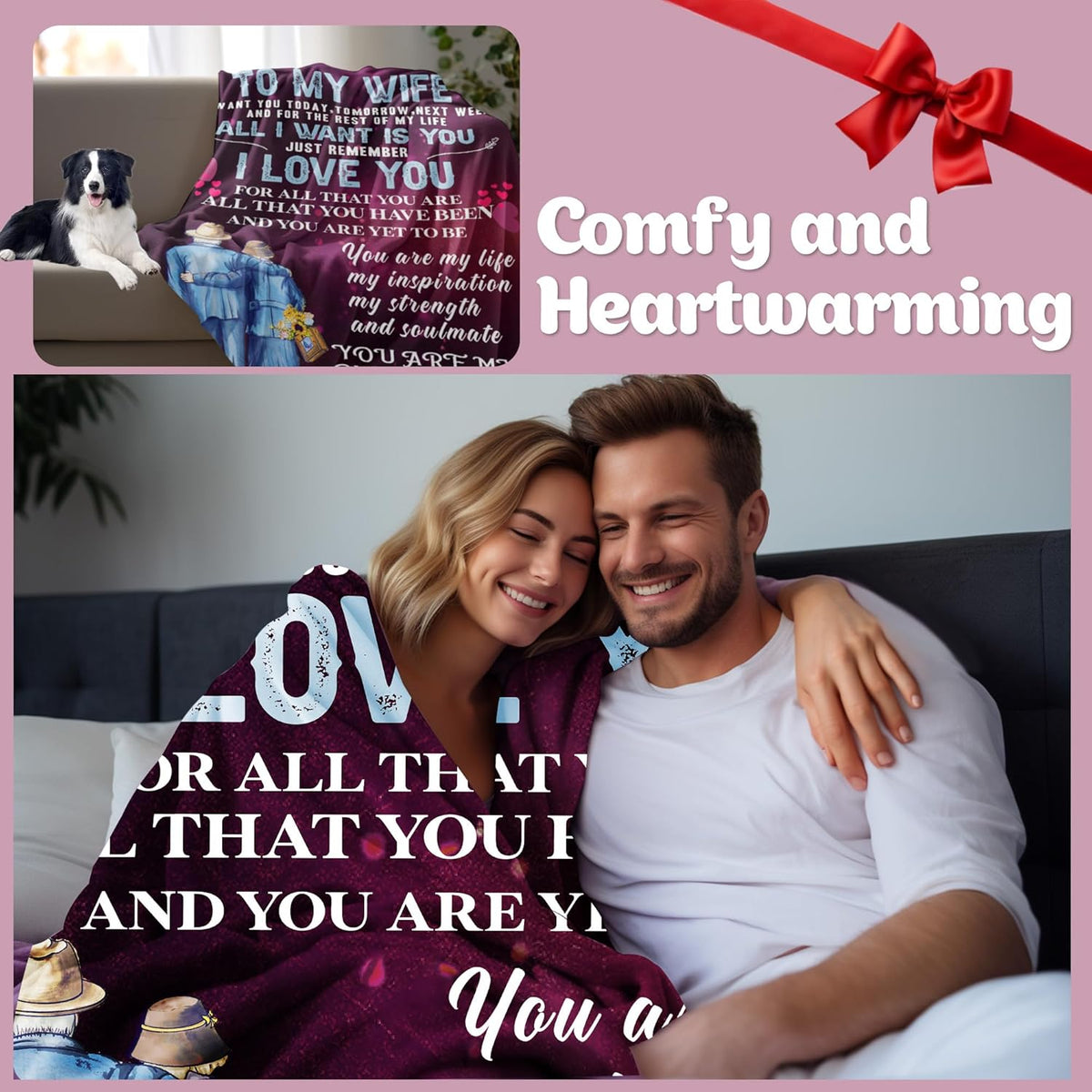 Aonana “To My Wife” Romantic Love Flannel Throw Blanket