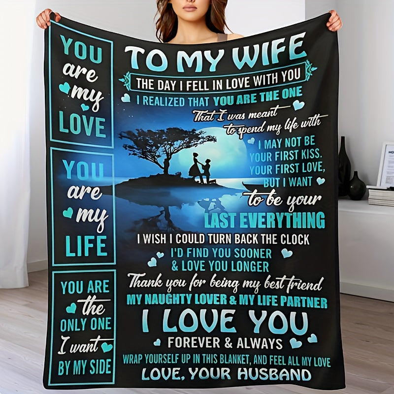 Aonana “To My Wife” Forever Love Flannel Throw Blanket