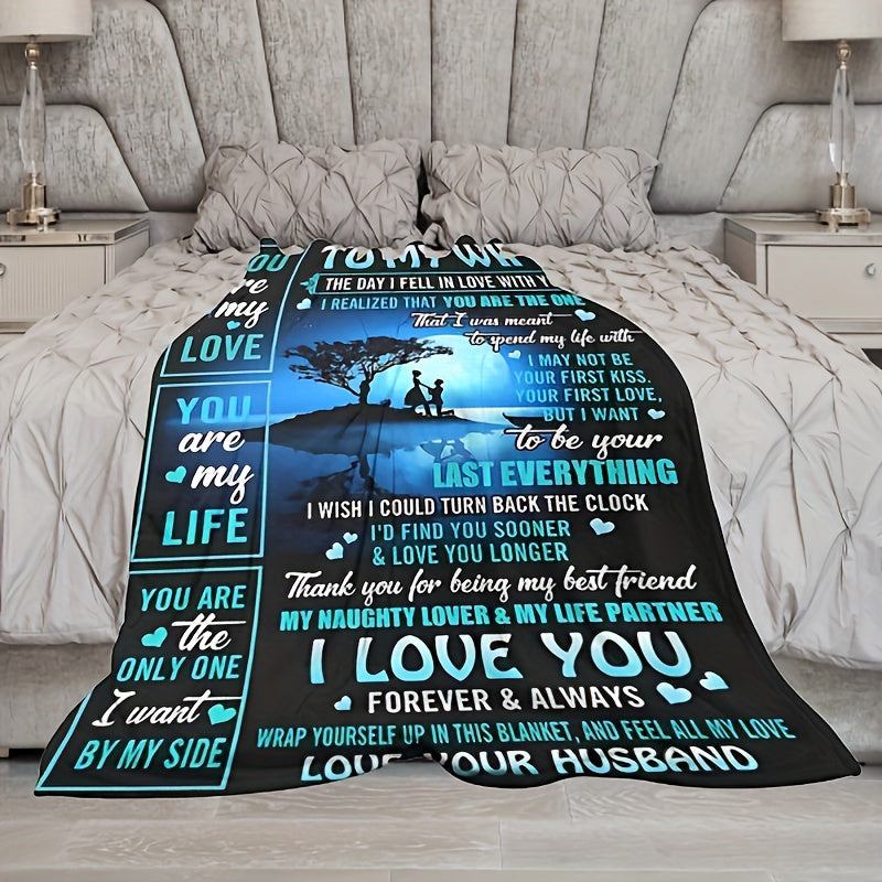 Aonana “To My Wife” Forever Love Flannel Throw Blanket
