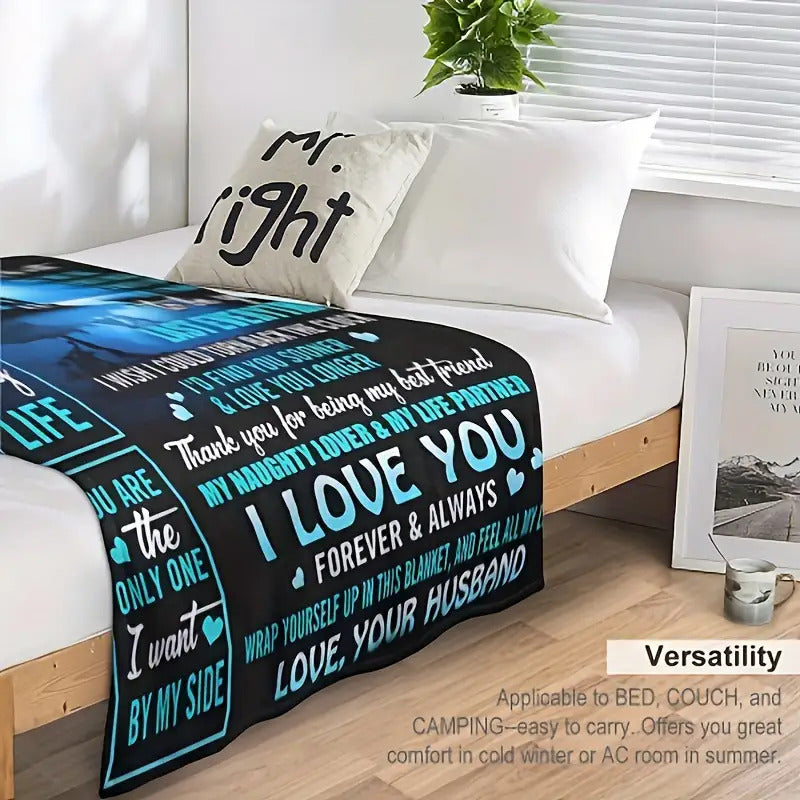 Aonana “To My Wife” Forever Love Flannel Throw Blanket