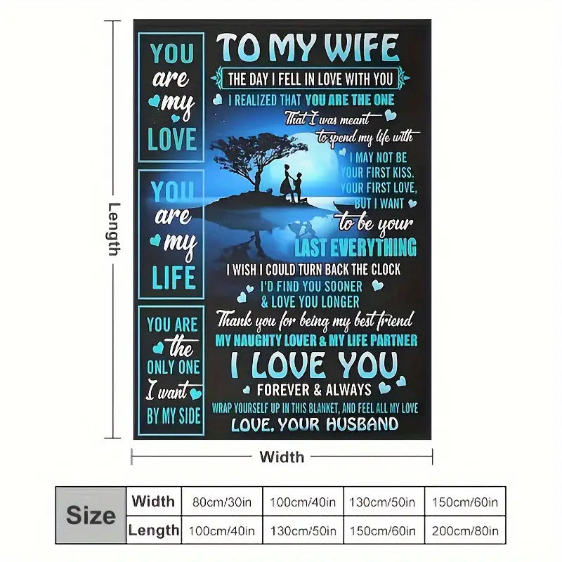 Aonana “To My Wife” Forever Love Flannel Throw Blanket