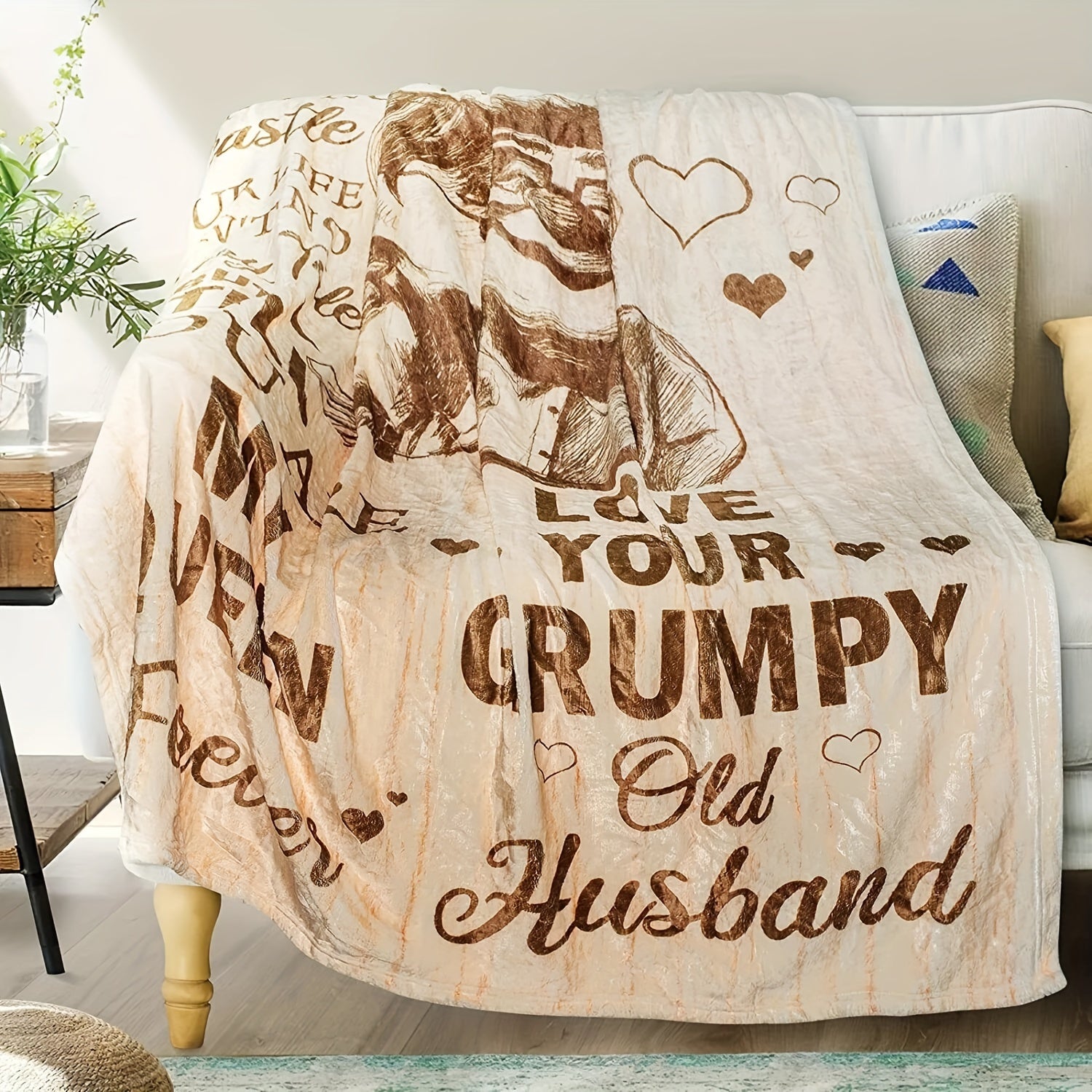 Aonana “To My Wife” Heart Flannel Throw Blanket