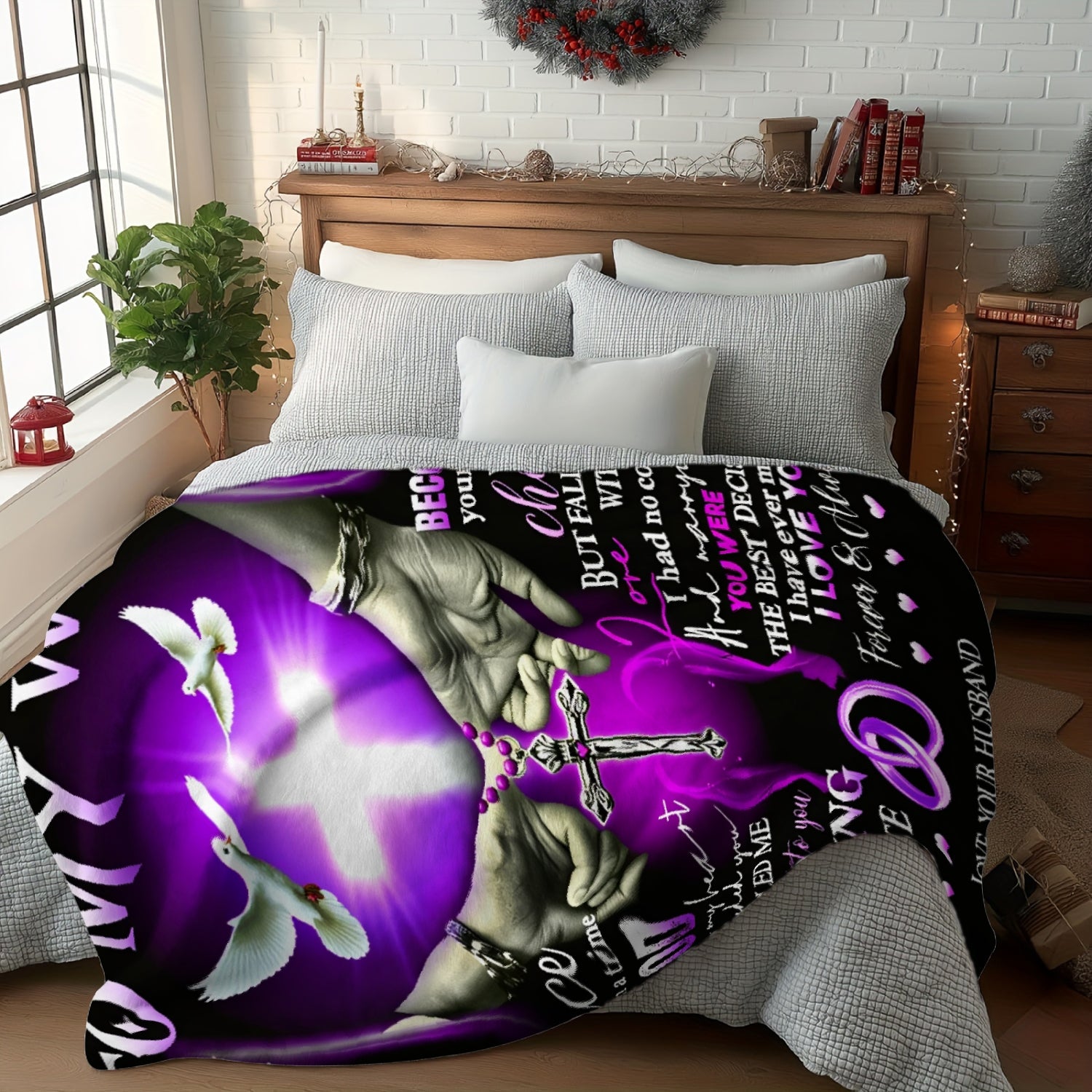 Aonana “To My Wife” Christian Love Message Flannel Throw Blanket