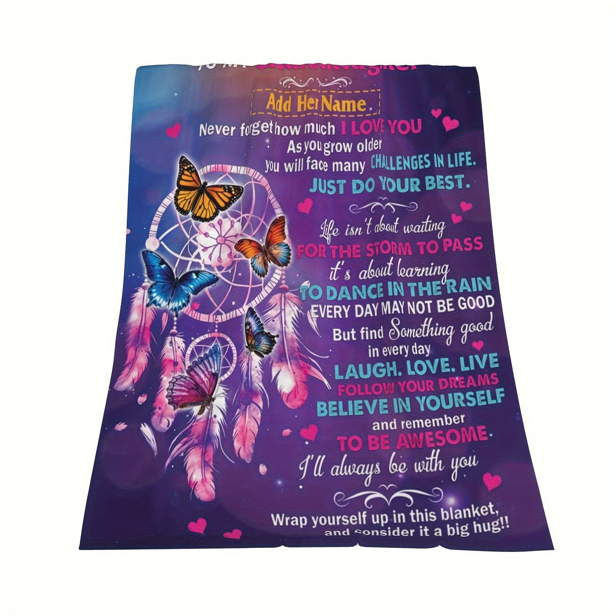 GiftoLuck “To My Granddaughter” Soft and Warm Flannel Blanket – Gift from Grandma to Granddaughter's Birthday or Graduation