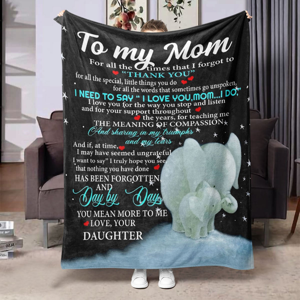 GiftoLuck “To My Mom” Flannel Blanket Soft Cozy Throw Perfect Gift for Mother's Day,Birthday,Holiday
