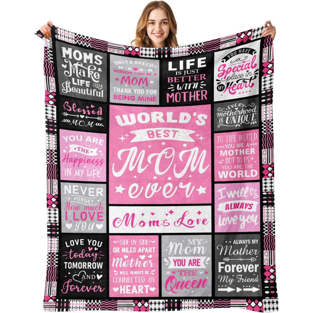 GiftoLuck “To My Mom” Flannel Blanket Soft Cozy Throw Perfect Gift for Mother's Day,Birthday,Holiday