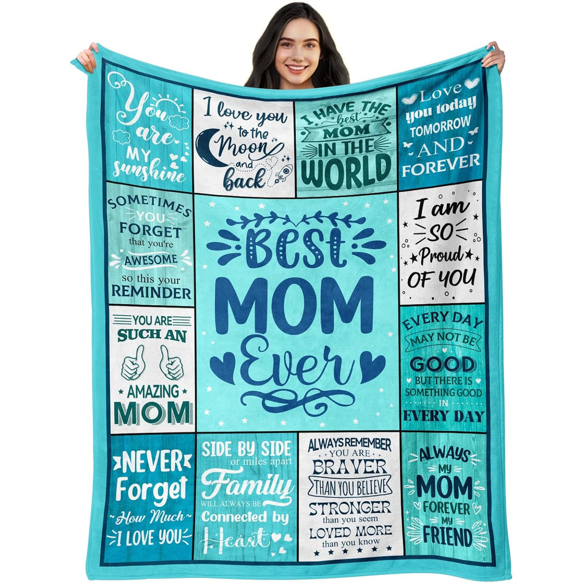 GiftoLuck “To My Mom” Flannel Blanket Soft Cozy Throw Perfect Gift for Mother's Day,Birthday,Holiday