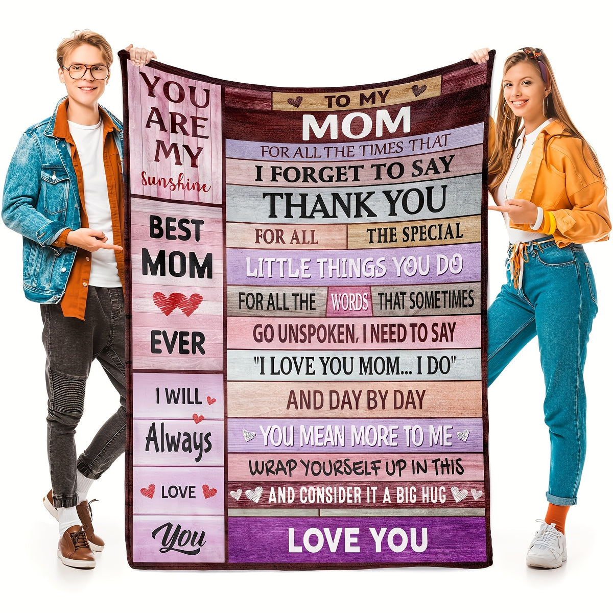 GiftoLuck “To My Mom” Flannel Blanket Soft Cozy Throw Perfect Gift for Mother's Day,Birthday,Holiday