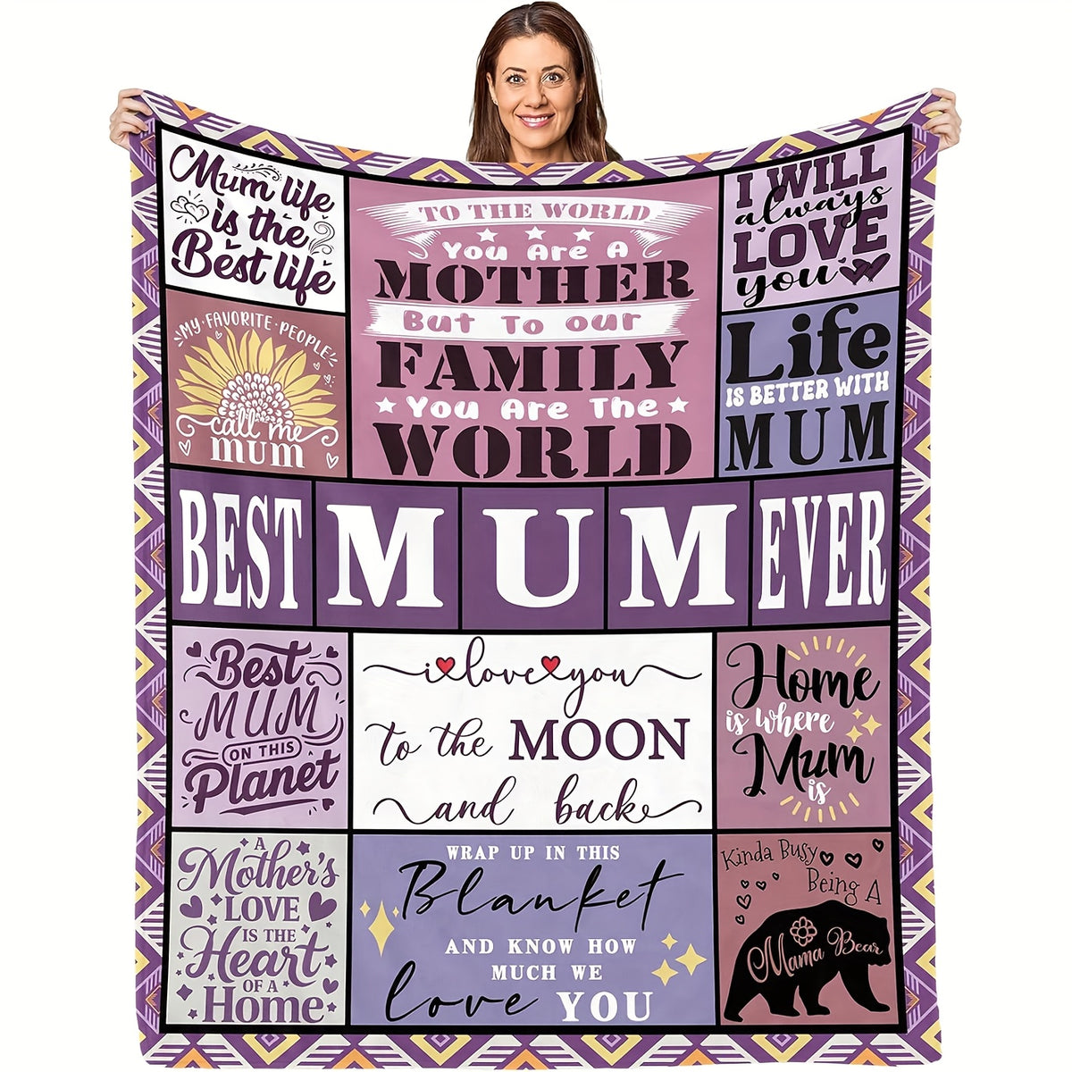 GiftoLuck “To My Mom” Flannel Blanket Soft Cozy Throw Perfect Gift for Mother's Day,Birthday,Holiday