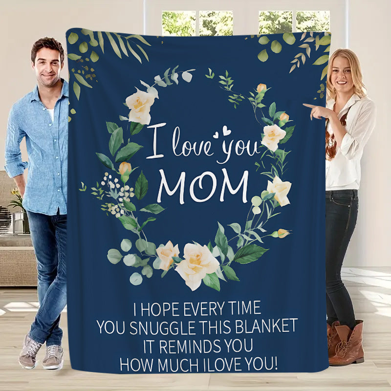 GiftoLuck “To My Mom” Flannel Blanket Soft Cozy Throw Perfect Gift for Mother's Day,Birthday,Holiday