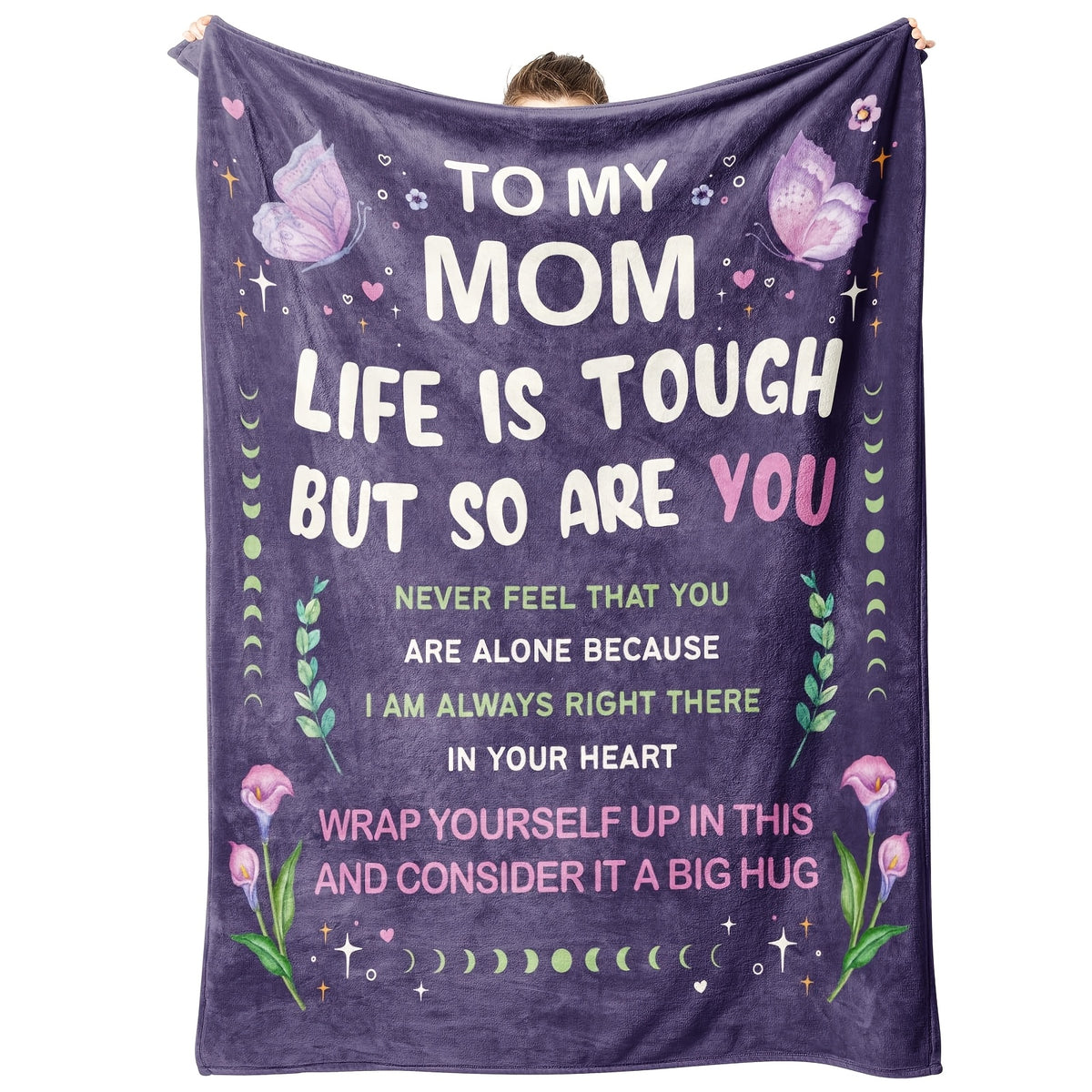 GiftoLuck “To My Mom” Flannel Blanket Soft Cozy Throw Perfect Gift for Mother's Day,Birthday,Holiday