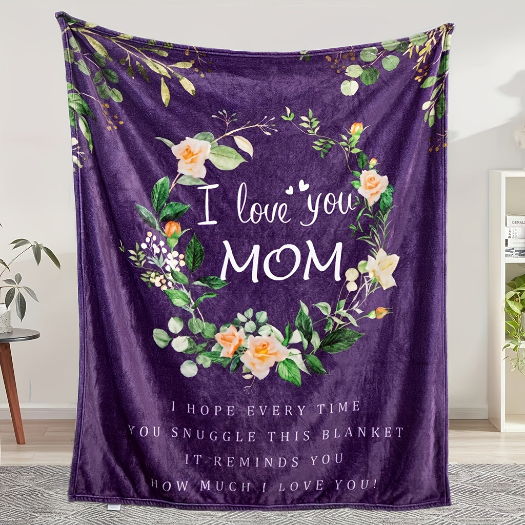 GiftoLuck “To My Mom” Flannel Blanket Soft Cozy Throw Perfect Gift for Mother's Day,Birthday,Holiday