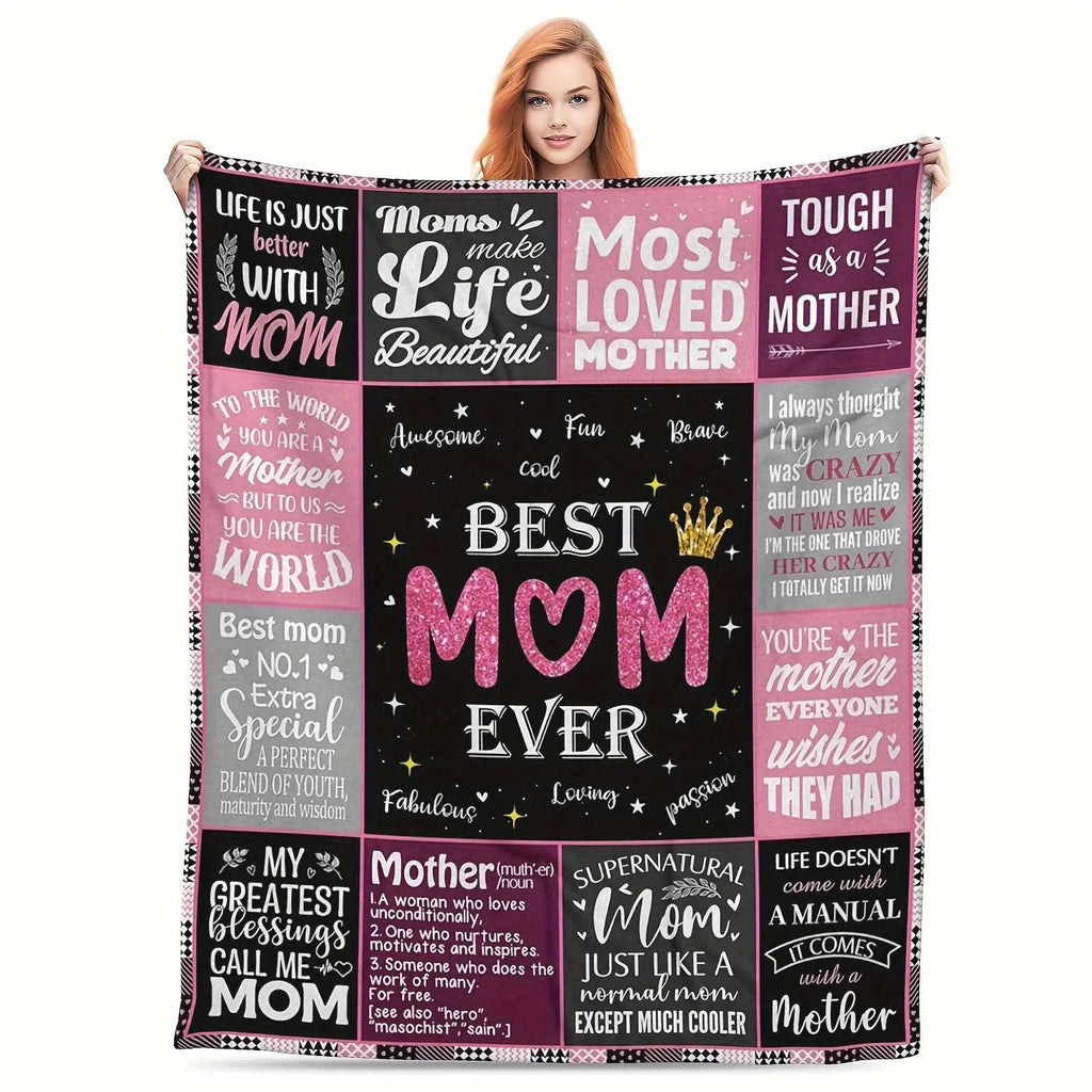 GiftoLuck “To My Mom” Flannel Blanket Soft Cozy Throw Perfect Gift for Mother's Day,Birthday,Holiday