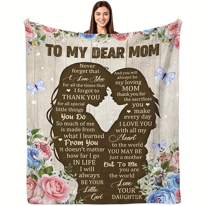 GiftoLuck “To My Mom” Flannel Blanket Soft Cozy Throw Perfect Gift for Mother's Day,Birthday,Holiday
