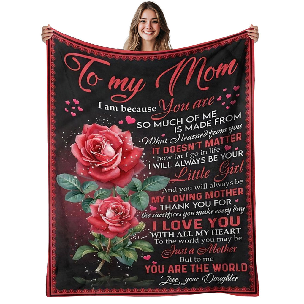 GiftoLuck “To My Mom” Flannel Blanket Soft Cozy Throw Perfect Gift for Mother's Day,Birthday,Holiday