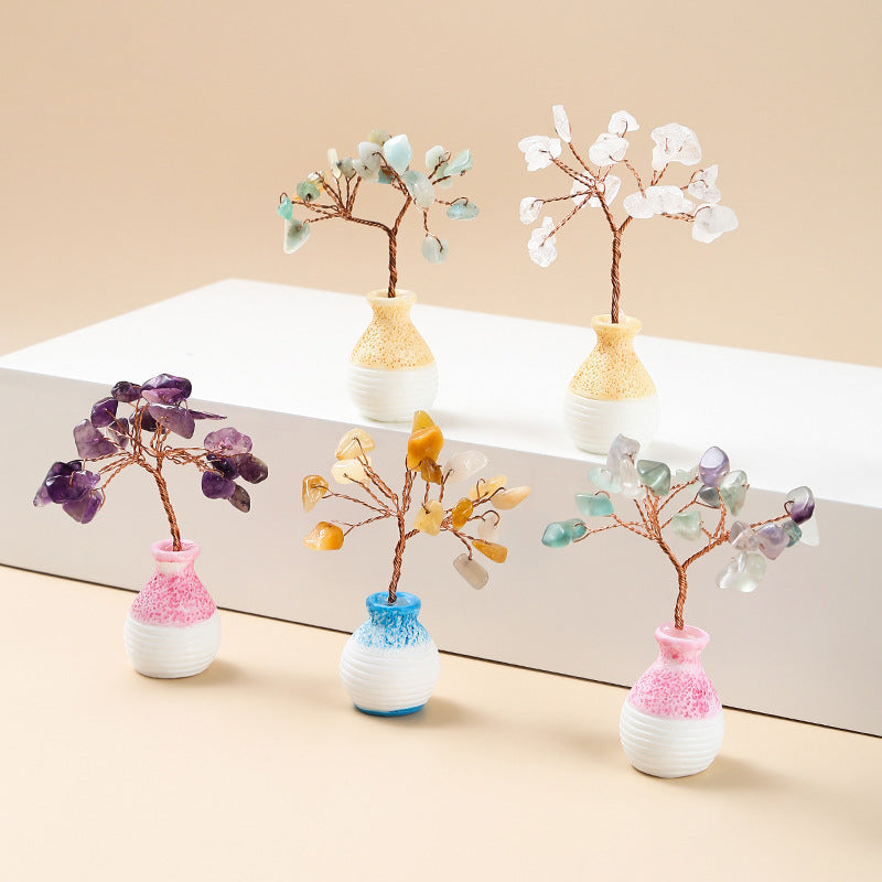 Giftoluck Crystal Gravel Vase Feng Shui Tree