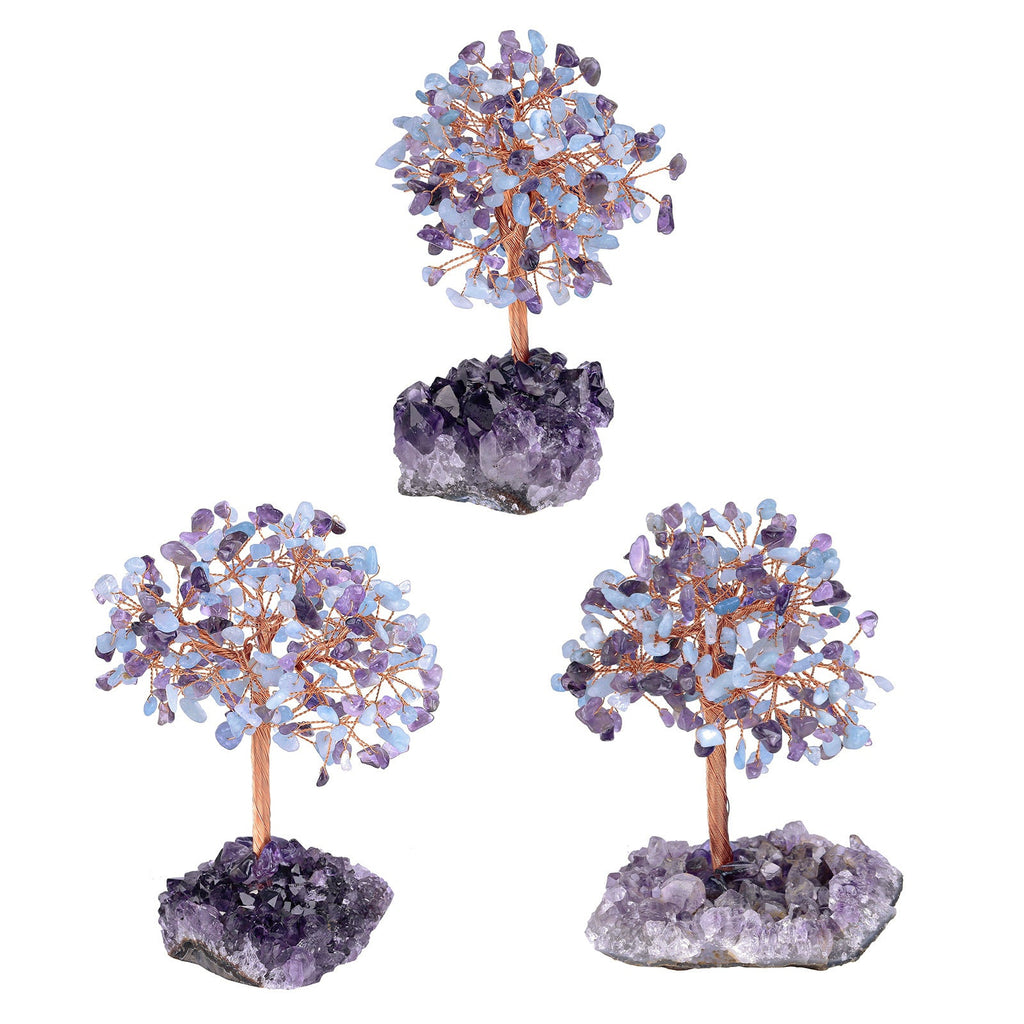 Giftoluck Natural Amethyst Flower Irregular Base Feng Shui Tree