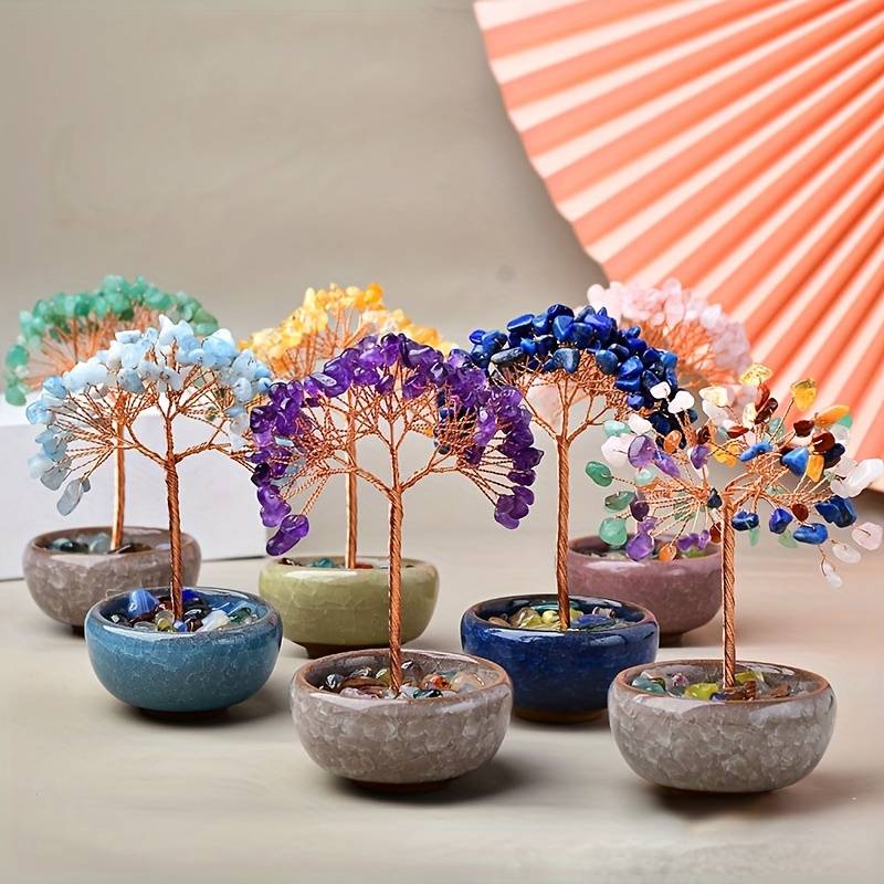 Giftoluck Gravel Crystal Gemstone Home Decoration Feng Shui Tree