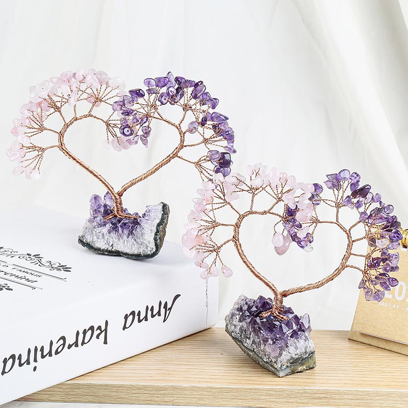 GiftoLuck Natural Crystal Stone Love Feng Shui Tree