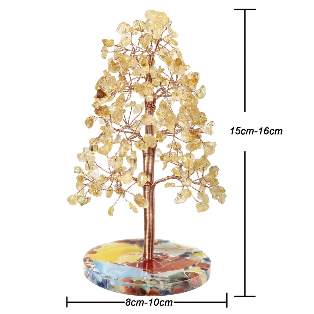 Giftoluck Round Agate Piece Base Healing Crystal Feng Shui Tree