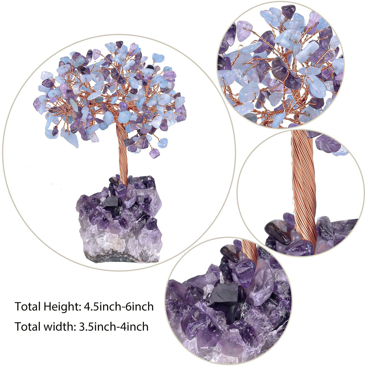 Giftoluck Natural Amethyst Flower Irregular Base Feng Shui Tree