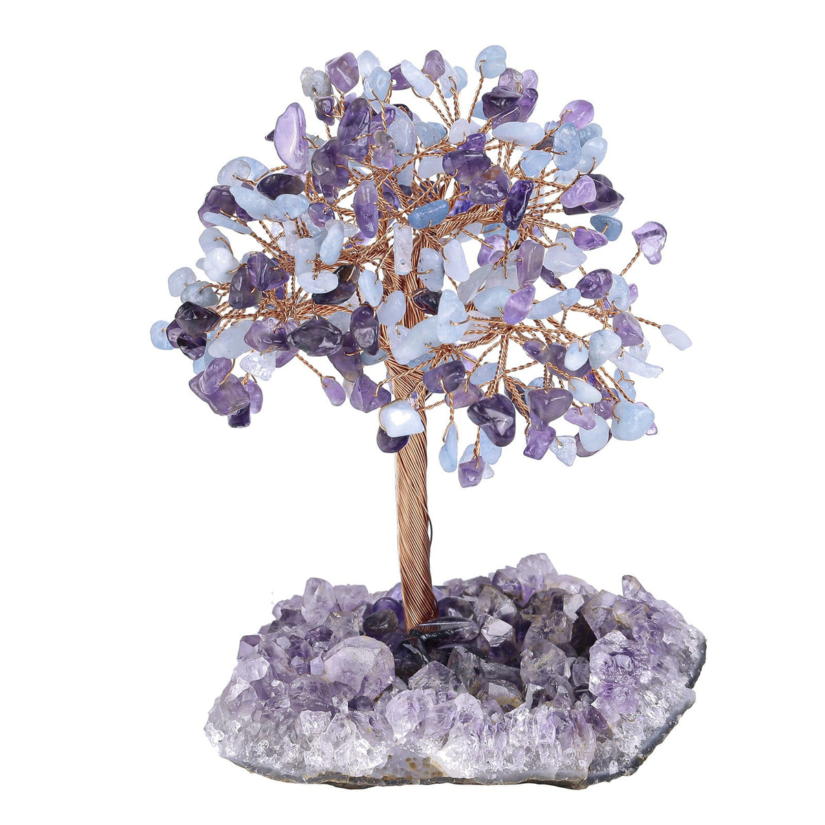 Giftoluck Natural Amethyst Flower Irregular Base Feng Shui Tree