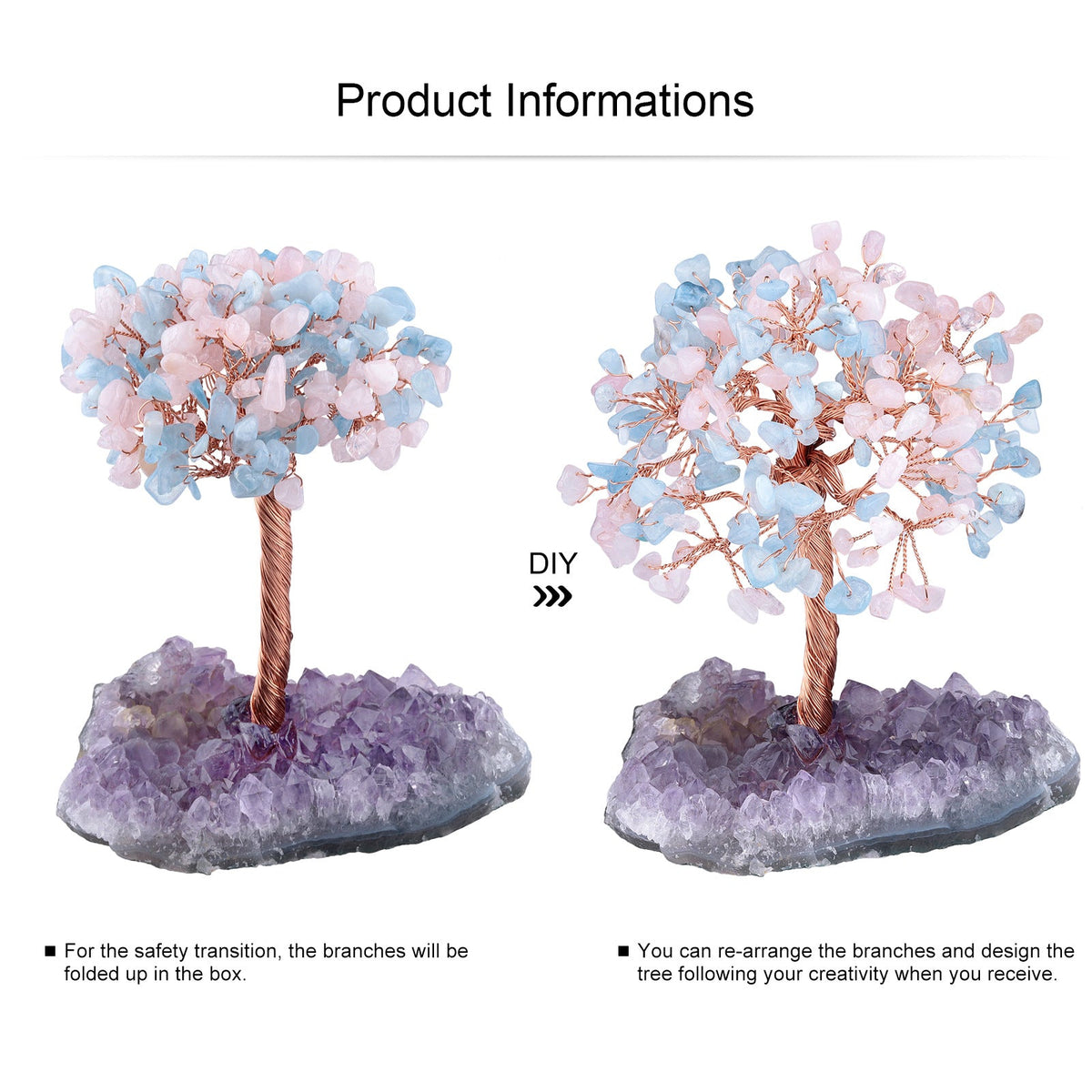 Giftoluck Natural Amethyst Flower Irregular Base Feng Shui Tree