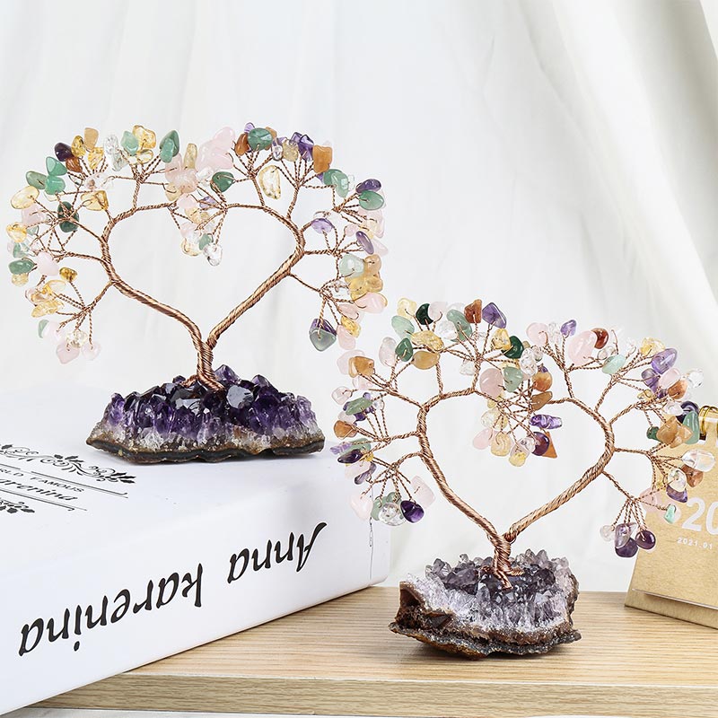 GiftoLuck Natural Crystal Stone Love Feng Shui Tree