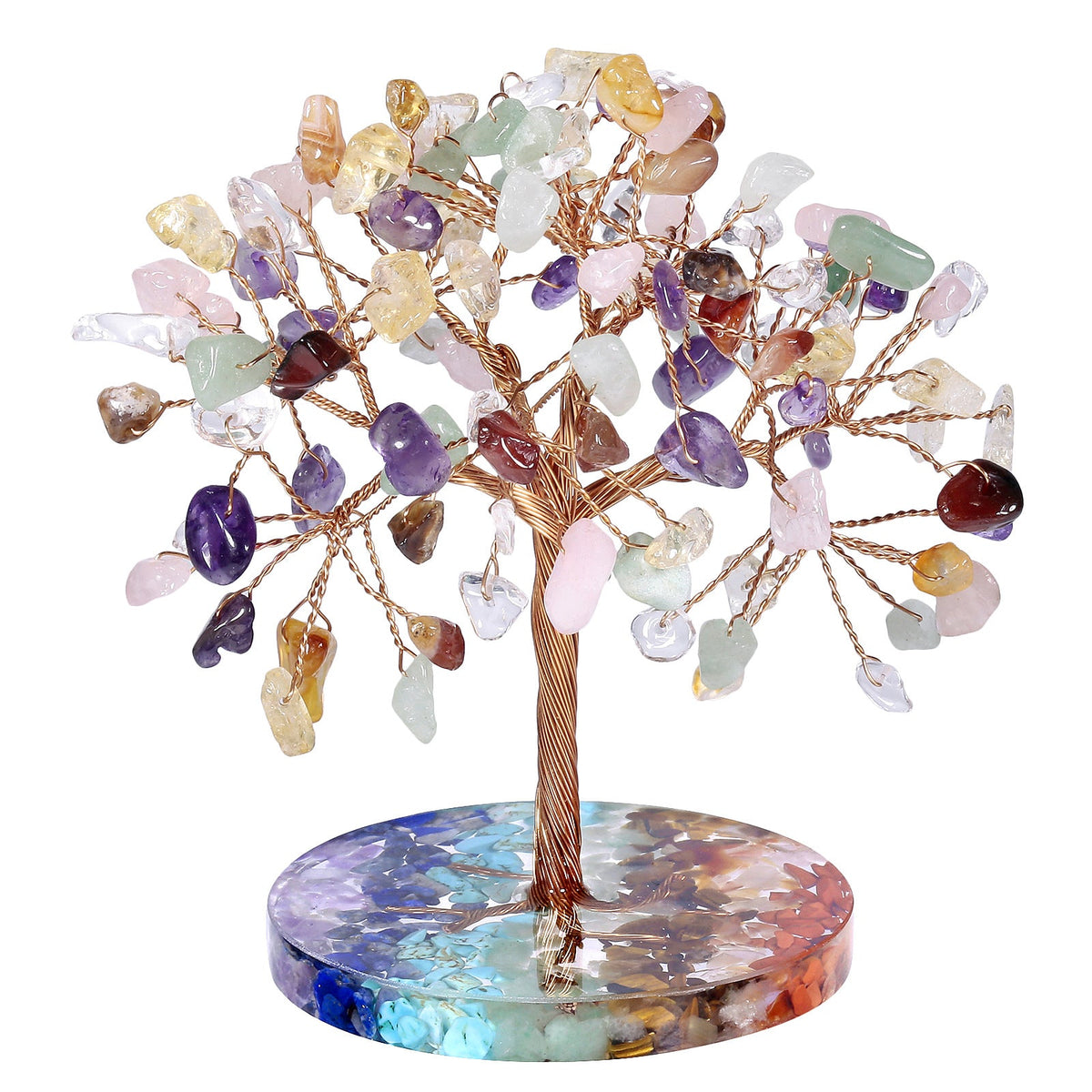 Giftoluck Chakra Gravel Round Base Feng Shui Tree