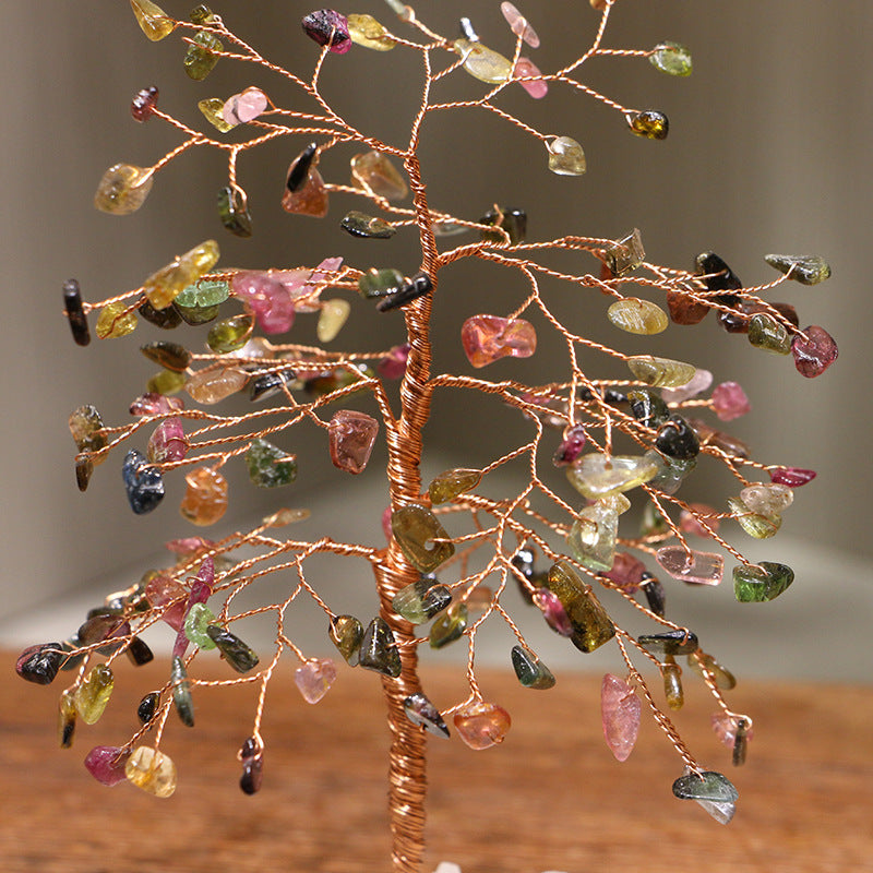 Giftoluck Tourmaline Gravel Clear Crystal Base Feng Shui Tree
