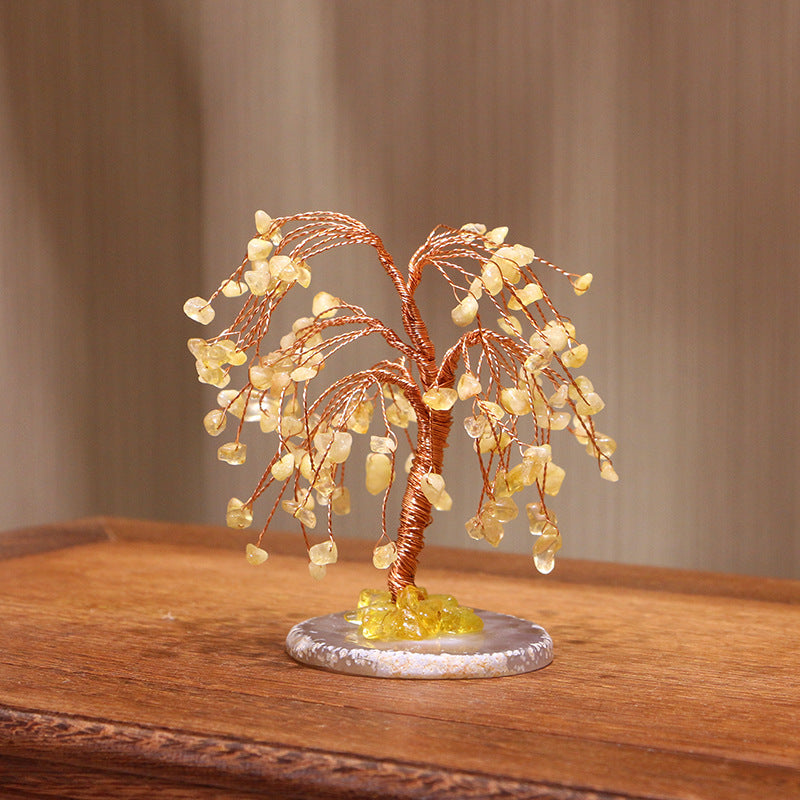 Giftoluck Citrine Gravel Weeping Willow Feng Shui Tree