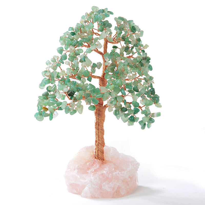 Giftoluck Aventurine Bonsai  Feng Shui Tree with Rose Quartz Base