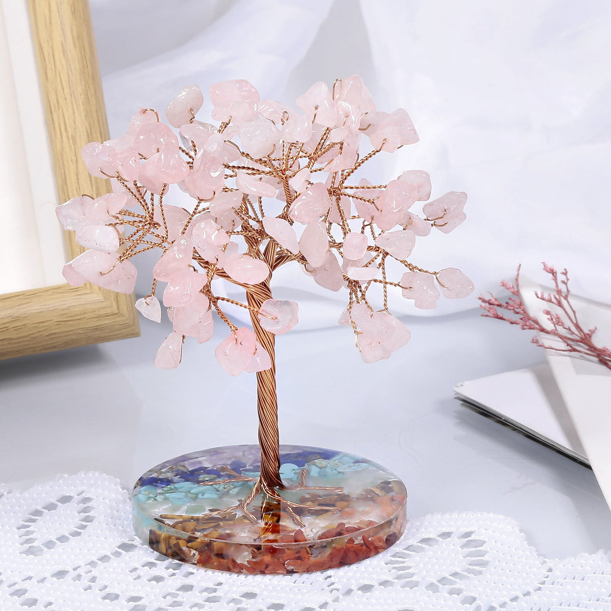 Giftoluck Chakra Gravel Round Base Feng Shui Tree