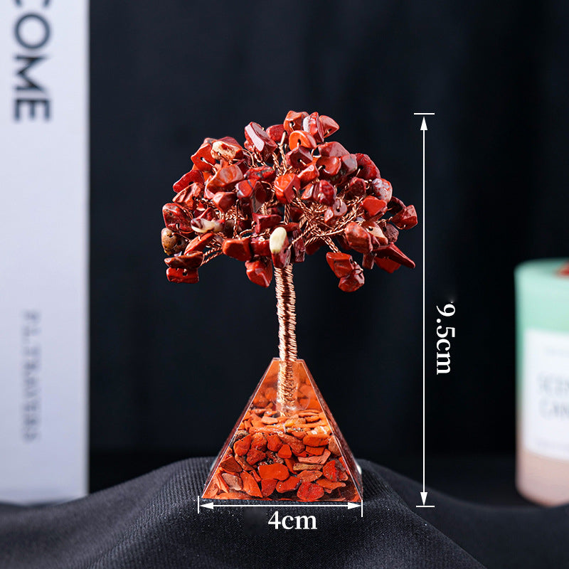 Giftoluck Natural Crystal Gravel Pyramid Base Feng Shui Tree