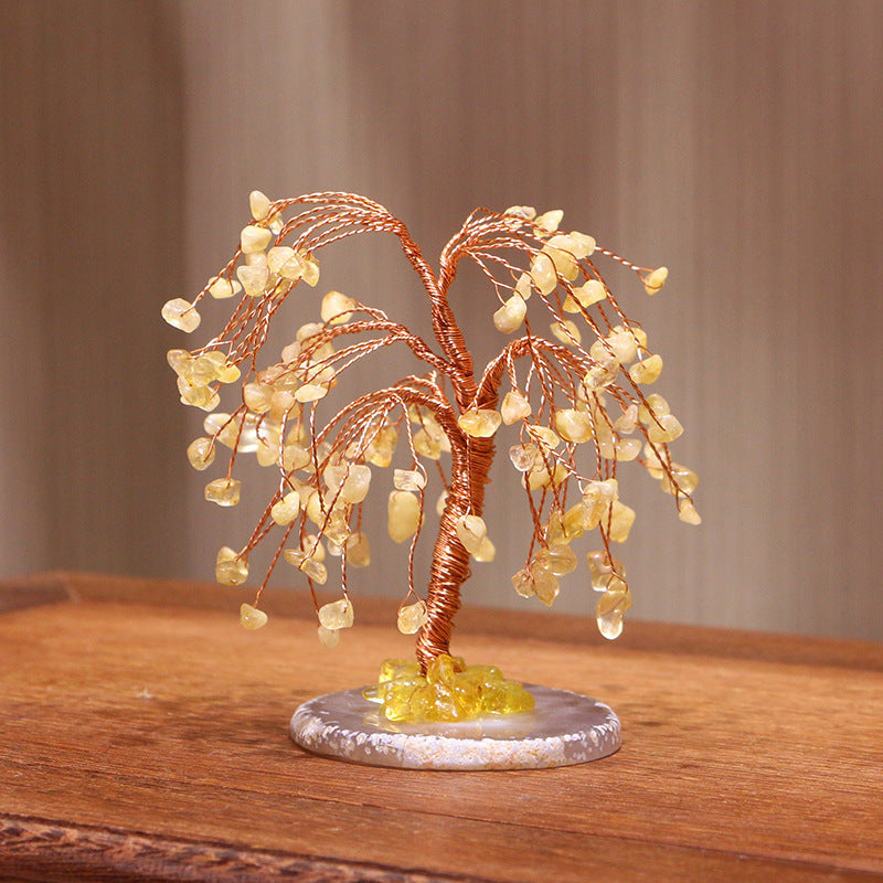 Giftoluck Citrine Gravel Weeping Willow Feng Shui Tree