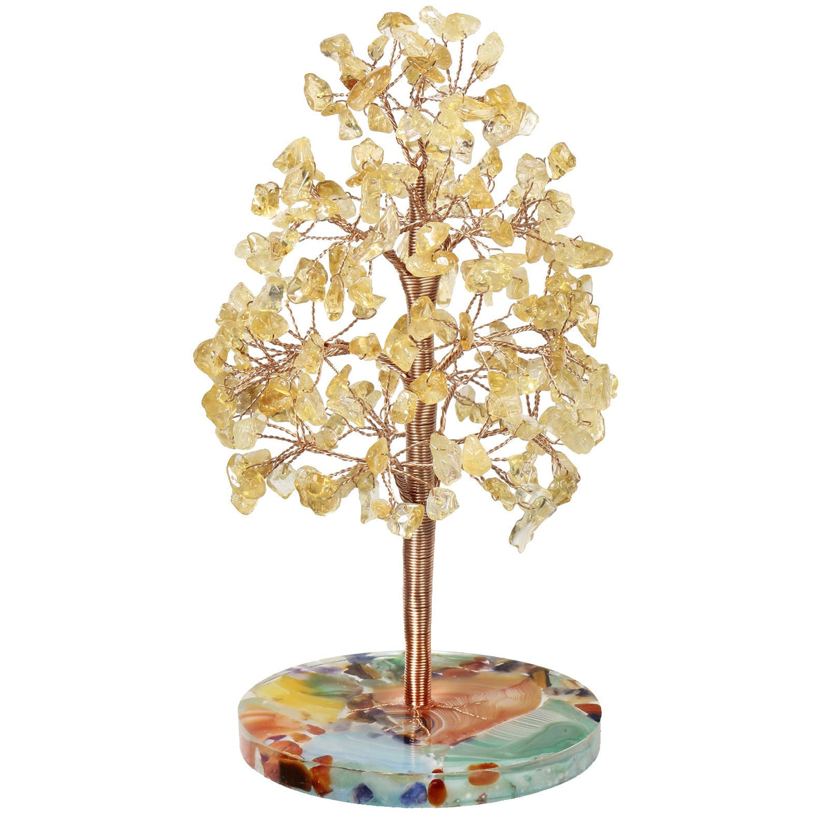 Giftoluck Round Agate Piece Base Healing Crystal Feng Shui Tree
