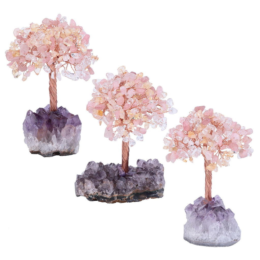 Giftoluck Natural Amethyst Flower Irregular Base Feng Shui Tree
